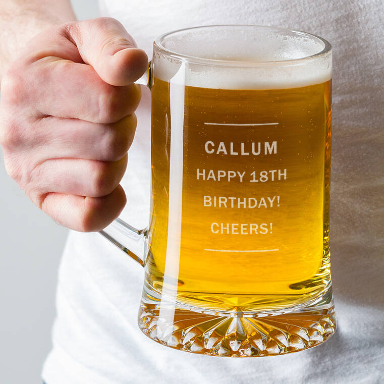 Personalised Pint Glass Beer Tankard For Him