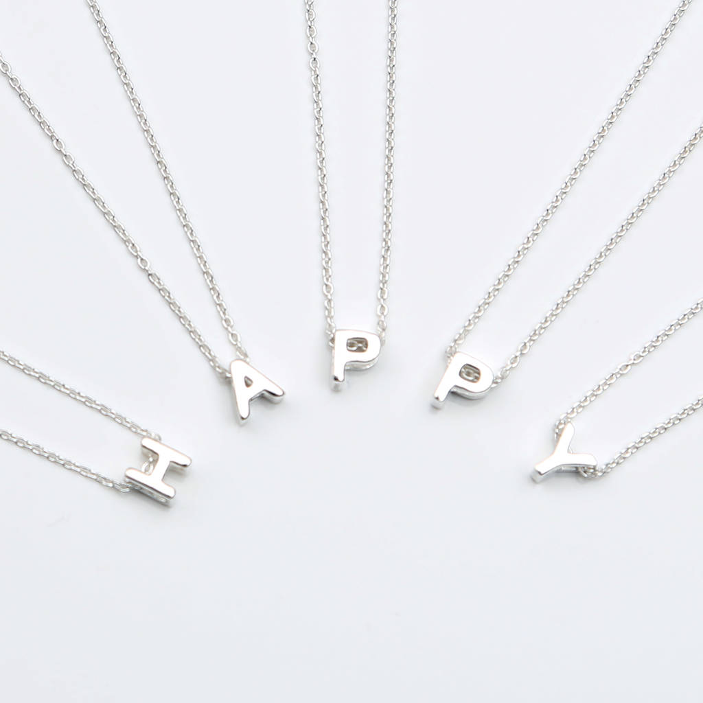 Sterling Silver Mini Initial Letter Necklace