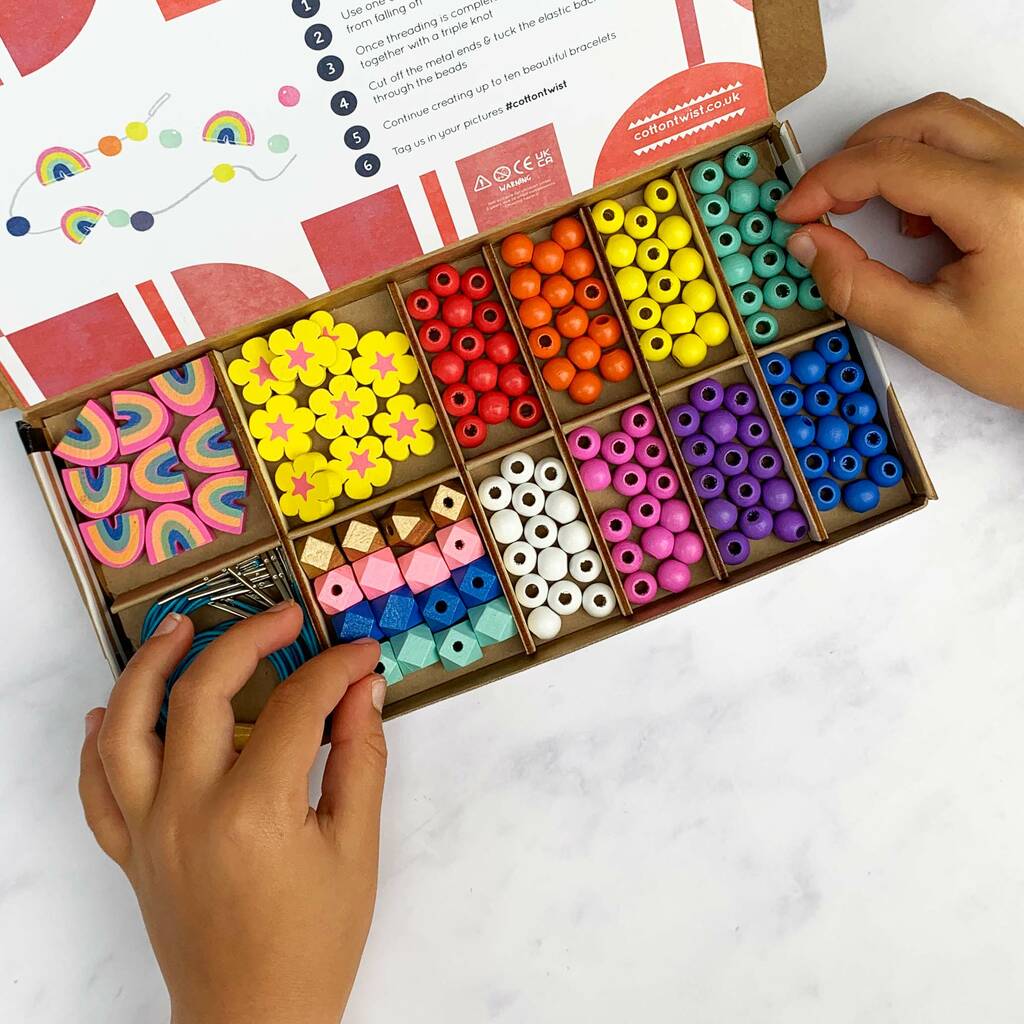 Personalised Rainbow And Flower Bracelet Making Kit