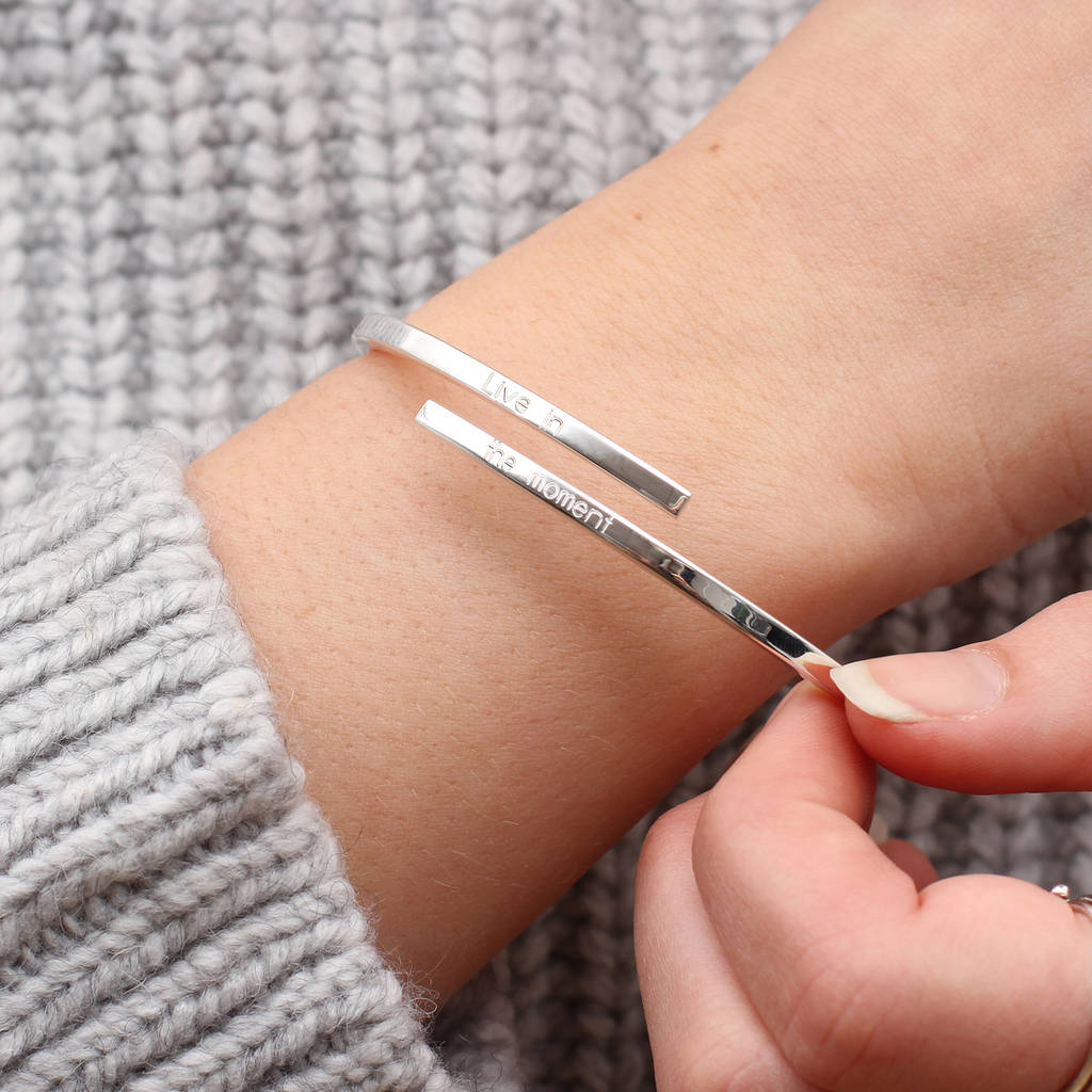 Personalised Sterling Silver Or Gold Open Bangle