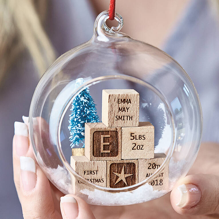 Personalised Baby Building Blocks Christmas Bauble