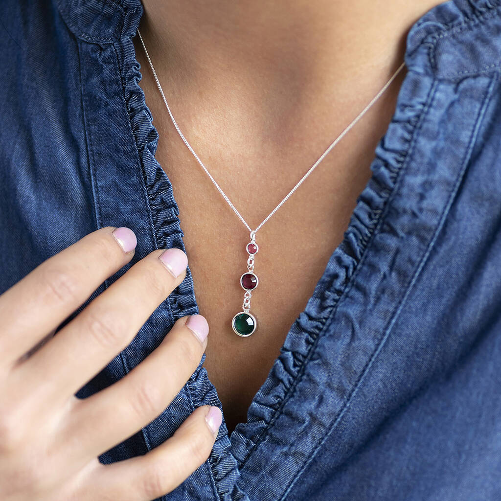 Three Generations Birthstone Necklace