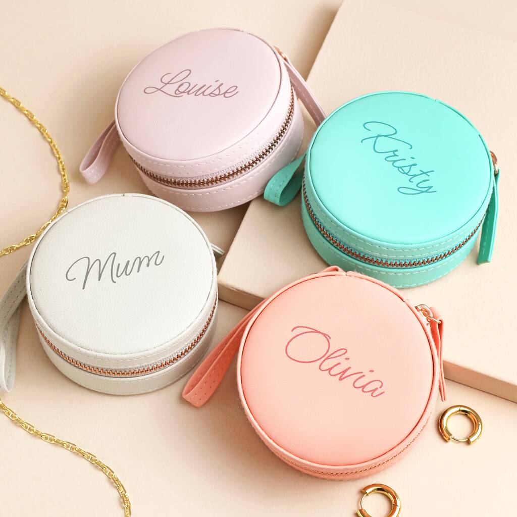 Personalised Mini Round Travel Jewellery Case