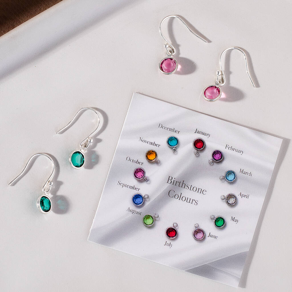 Sterling Silver Birthstone Drop Earrings