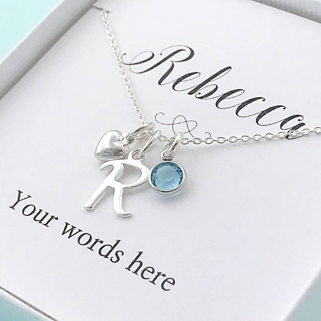 Personalised Birthstone And Initial Necklace