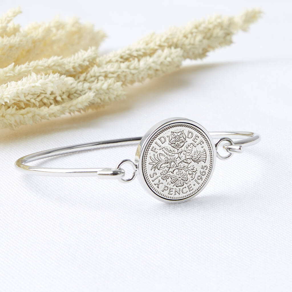 60th Birthday 1965 Sixpence Coin Bangle Bracelet
