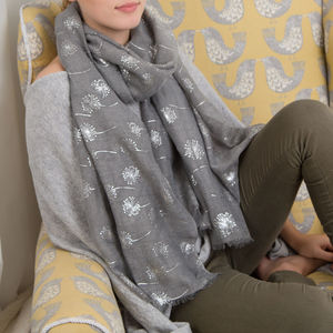 Dandelion Rose Gold And Silver Metallic Foil Scarf