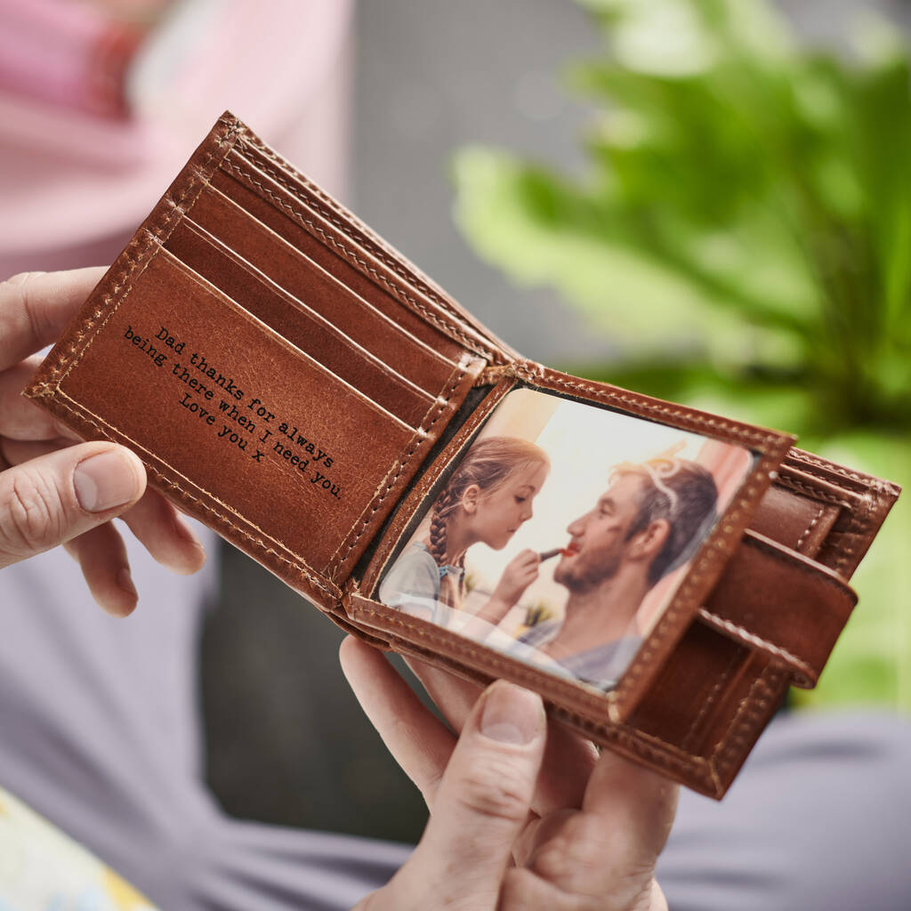 Personalised Leather Tri Fold Wallet With Rfid