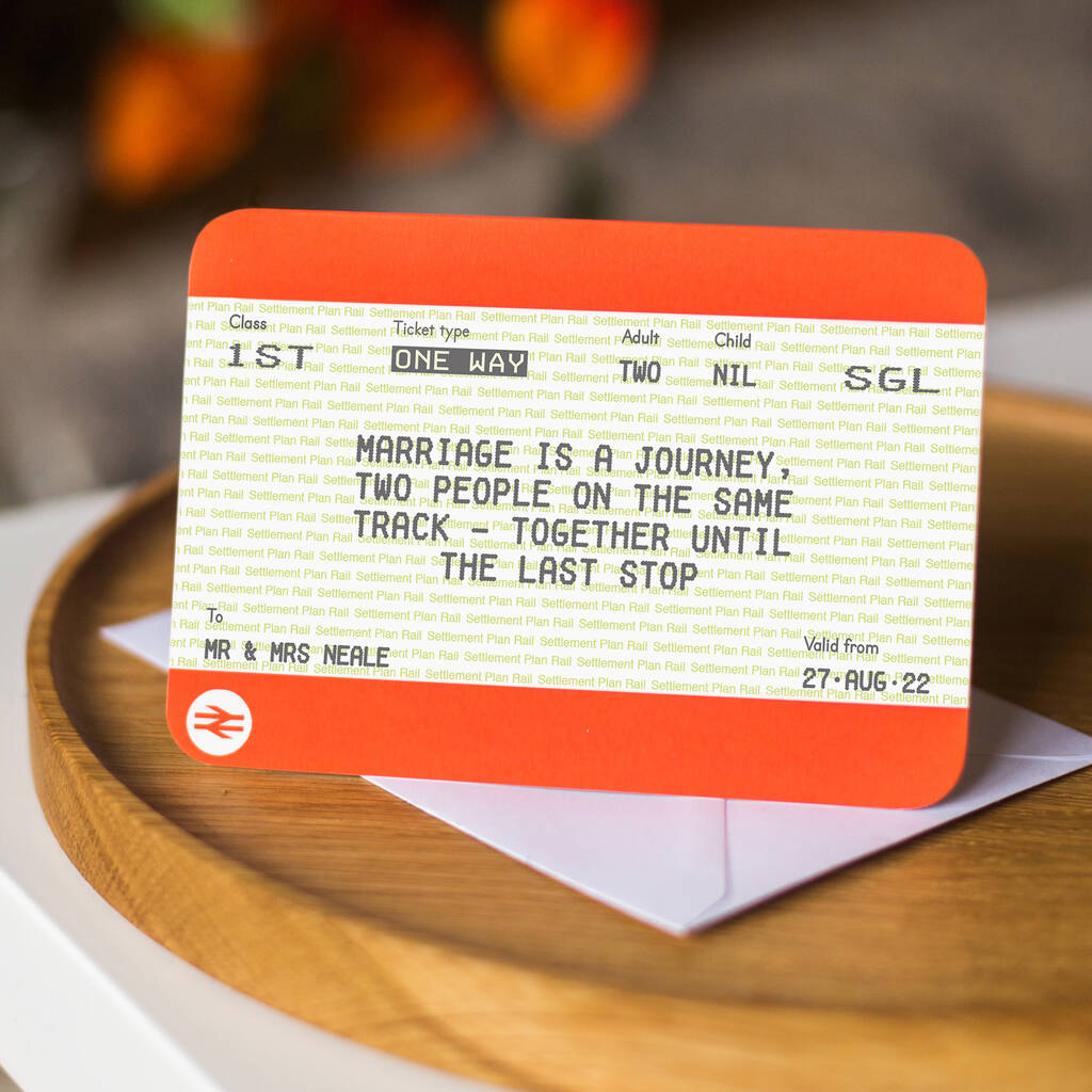 Personalised Train Ticket Wedding Card