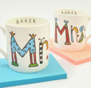 Personalised Wedding Mr And Mrs Mugs Fine Bone China