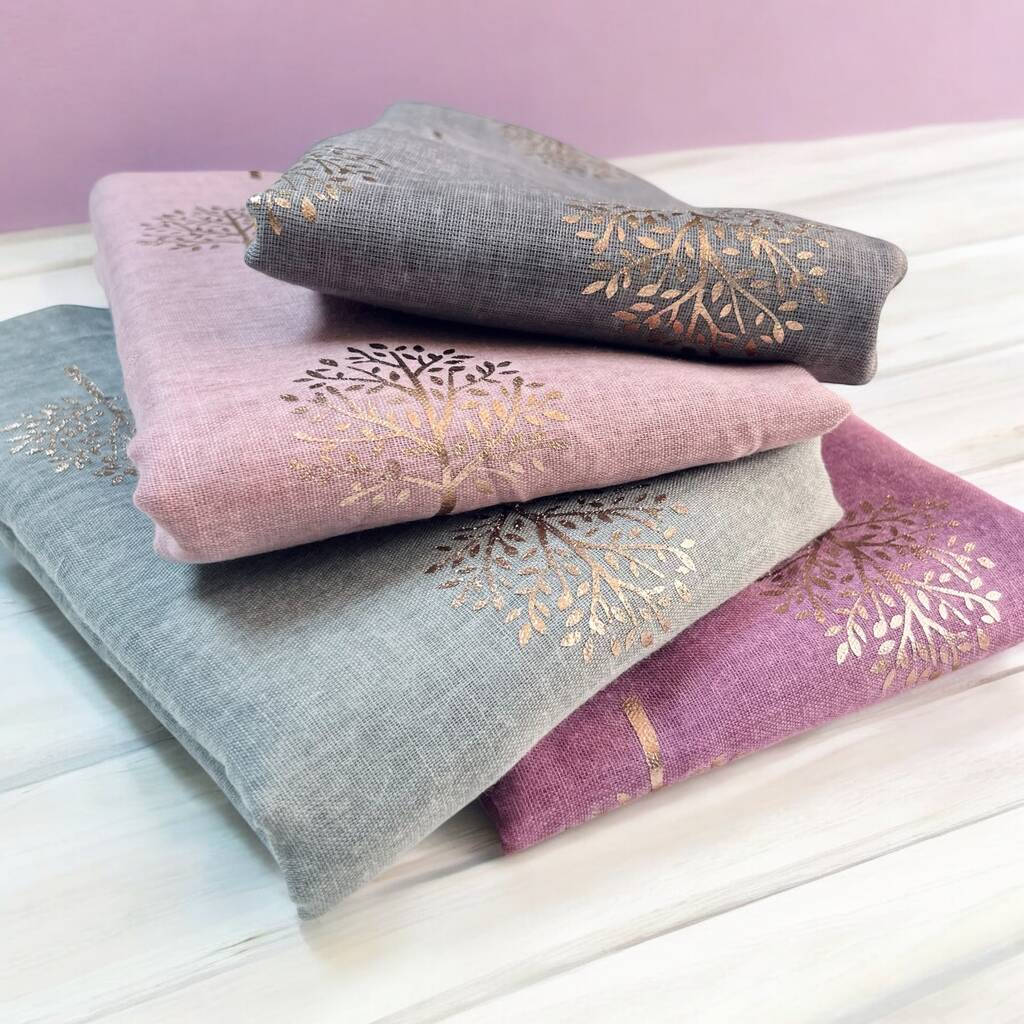 Metallic Gold Mulberry Tree Of Life Scarf