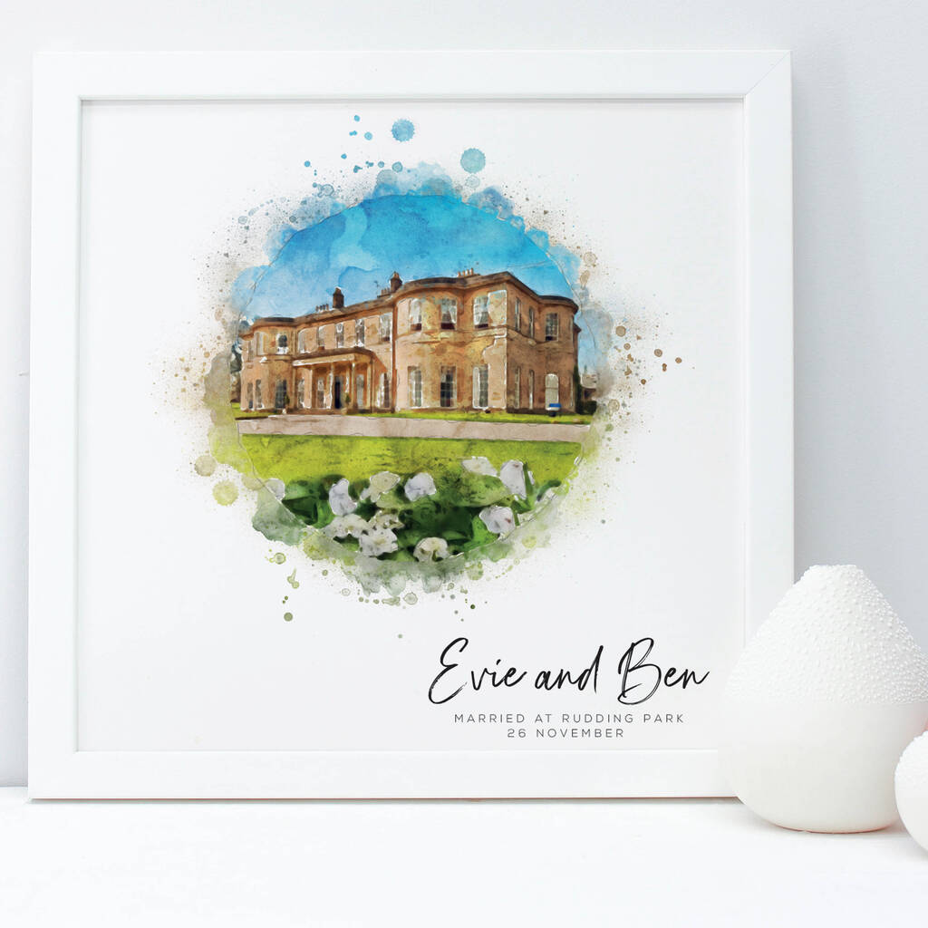 Personalised Wedding Venue Watercolour Framed Print