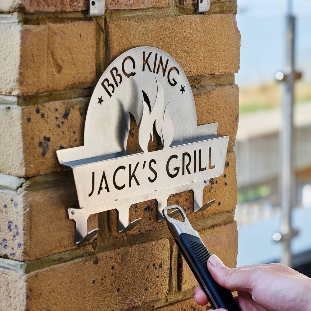 Personalised Stainless Steel Bbq Tool Rack