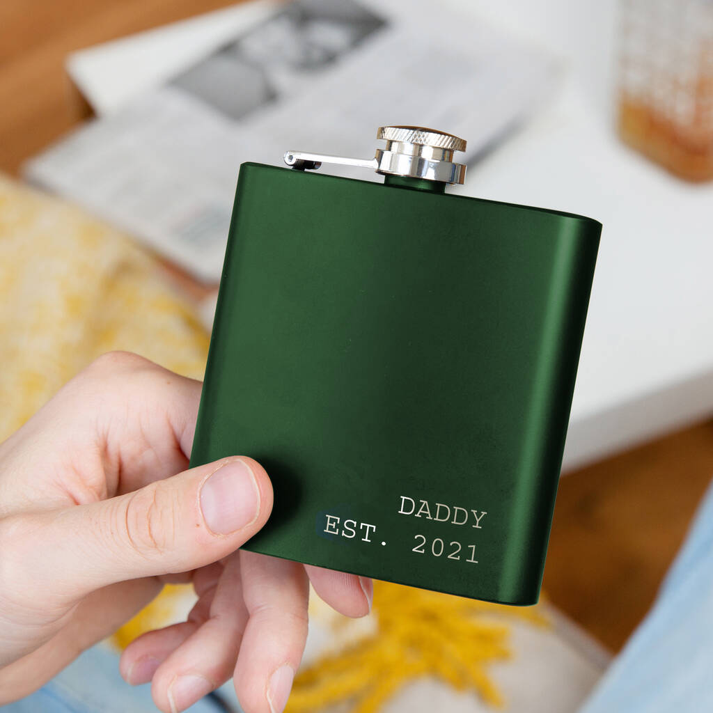 Established Name And Date Personalised Hip Flask