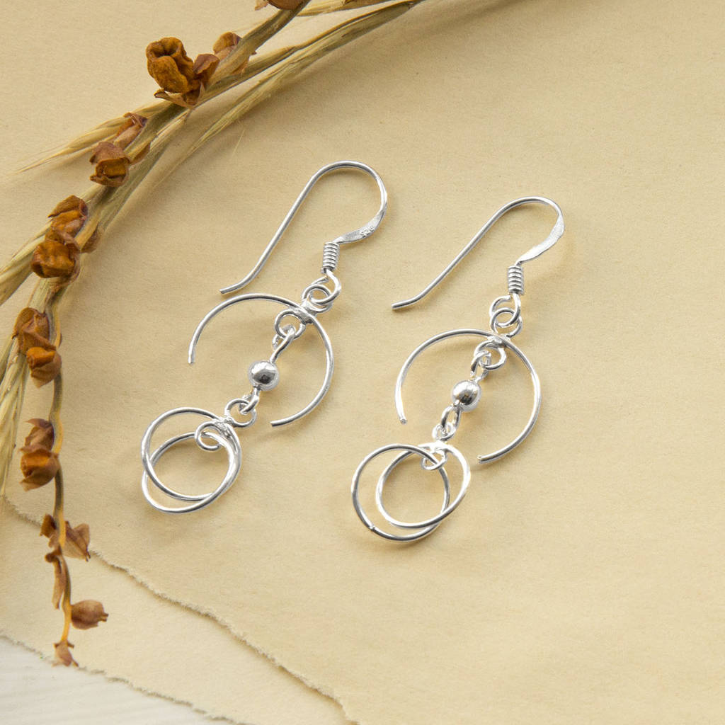 Sterling Silver Dangly Crescent Earrings