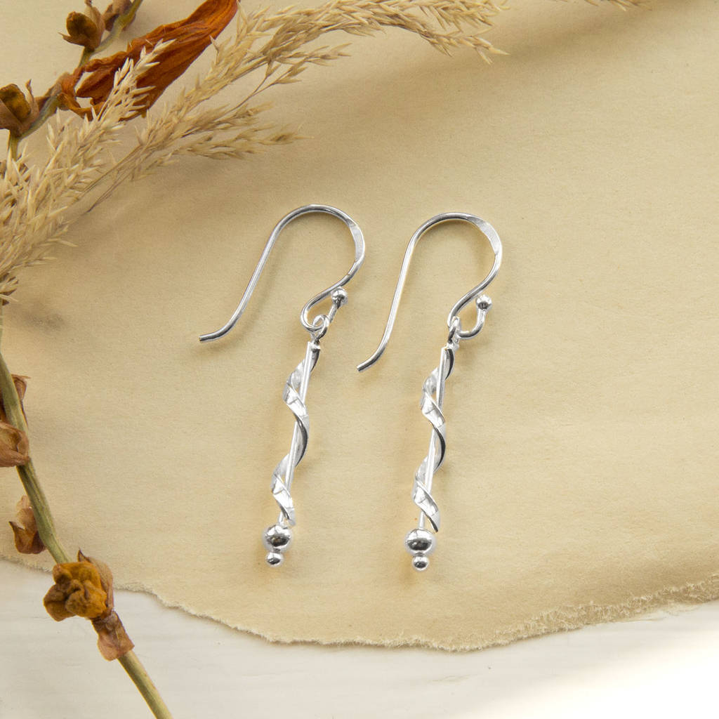 Sterling Silver Petite Twist Dangly Earrings