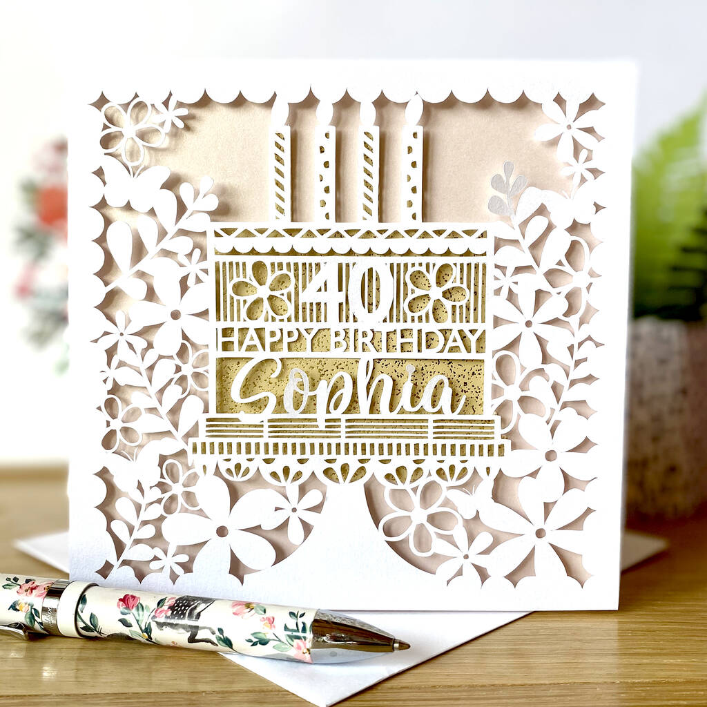 Personalised Floral Birthday Cake Card