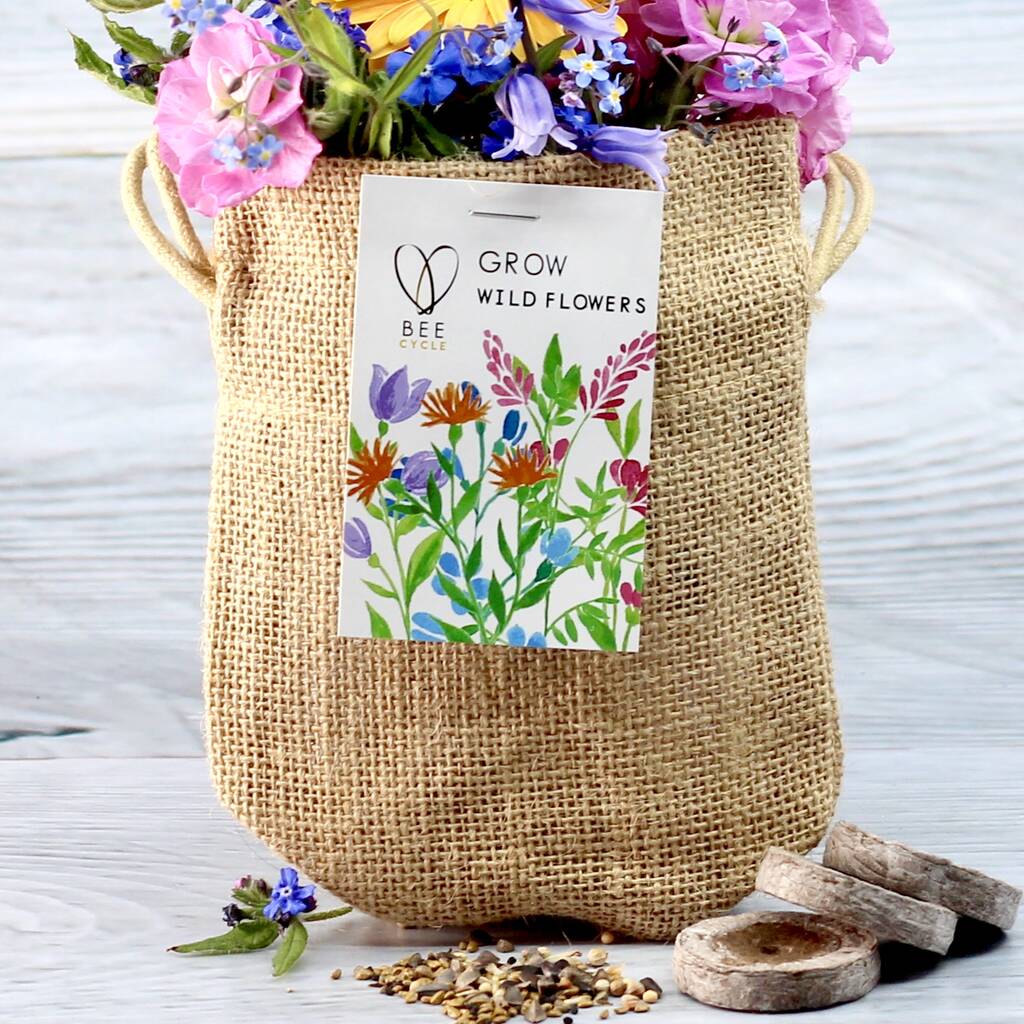 Save The Bee's Wildflower Jute Bag Grow Set