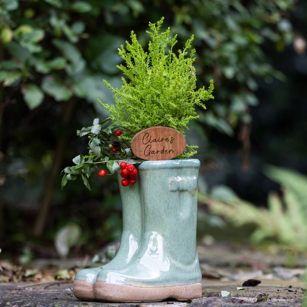 Personalised Green Wellington Planter