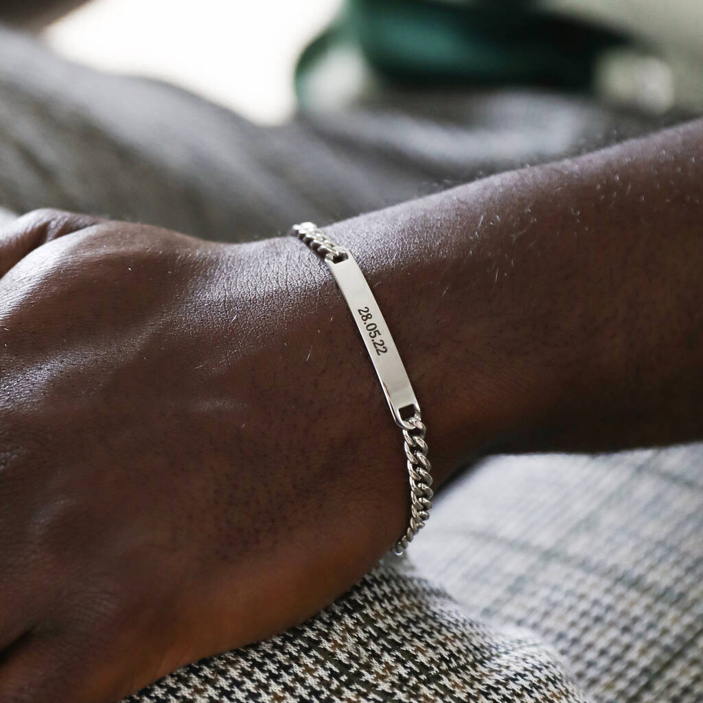 Personalised Men's Stainless Steel Plaque Bracelet