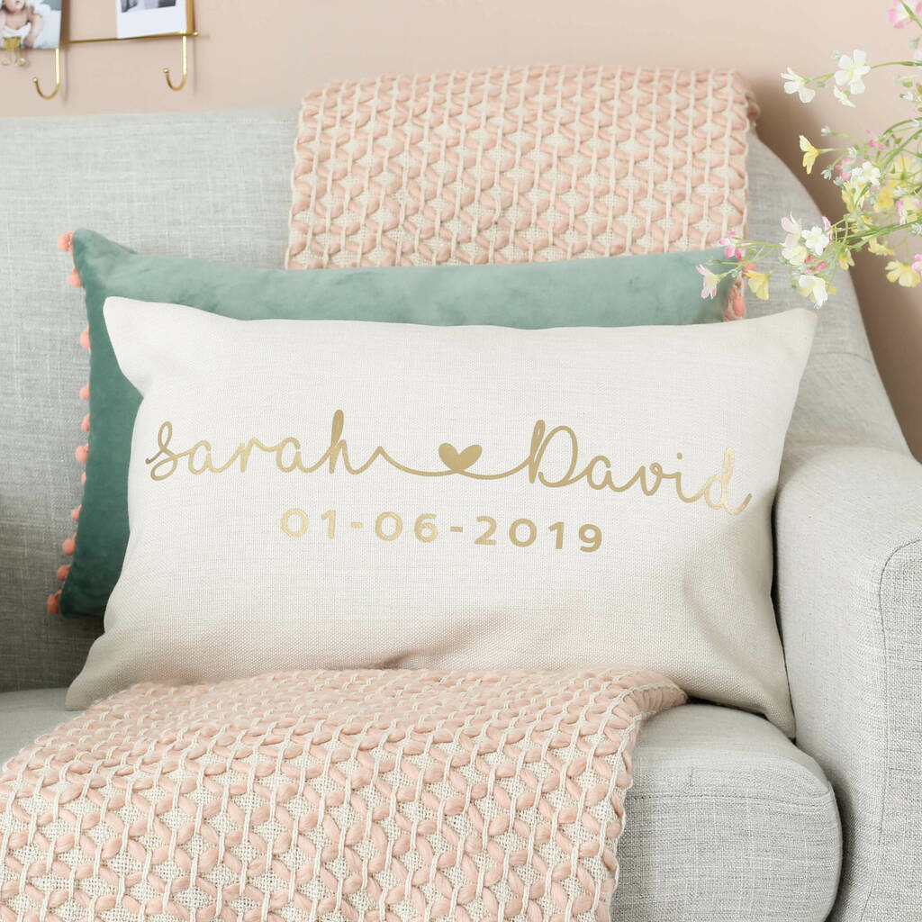 Personalised Couples Name Heart Cushion Wedding Gift