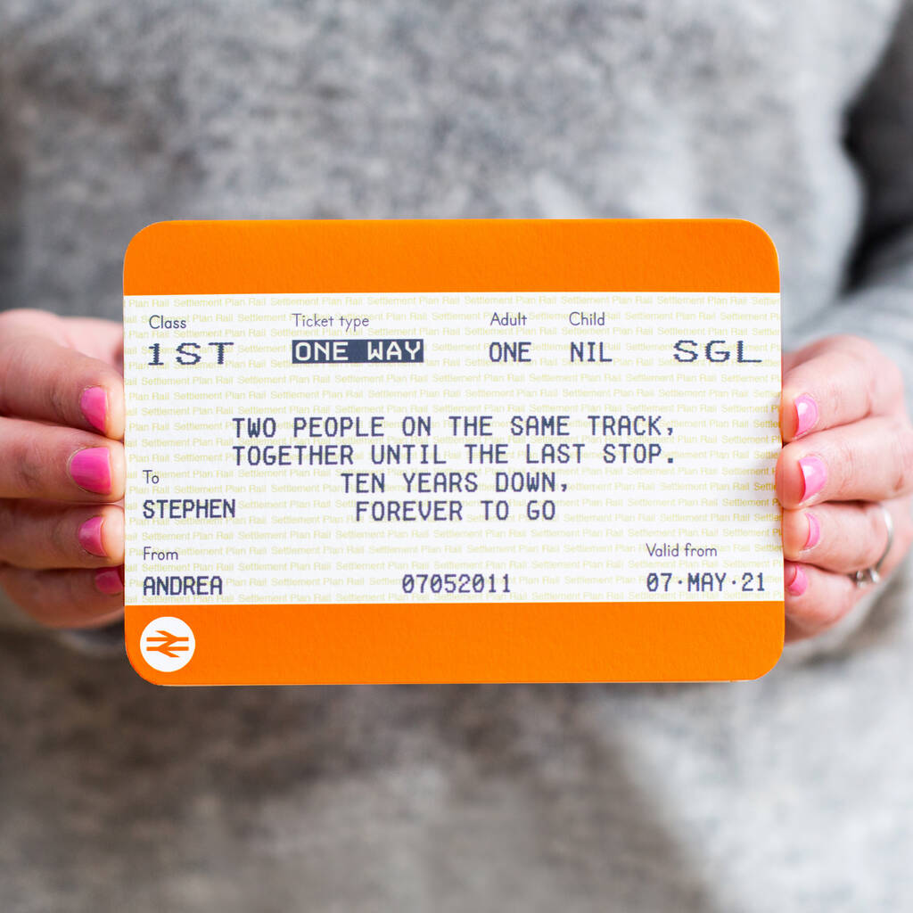 Personalised Train Ticket Anniversary Card