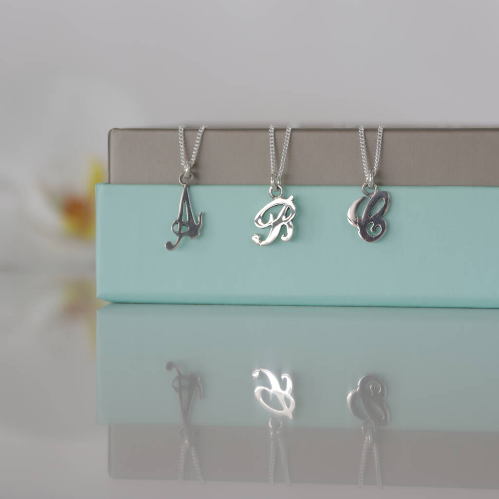 Sterling Silver Initial Necklace In A Romantic Script