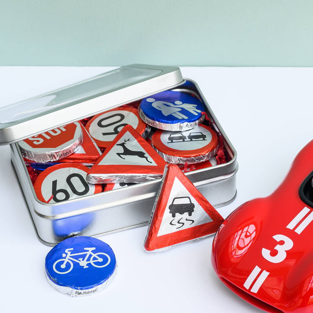 Gift Tin Of Chocolate Road Signs