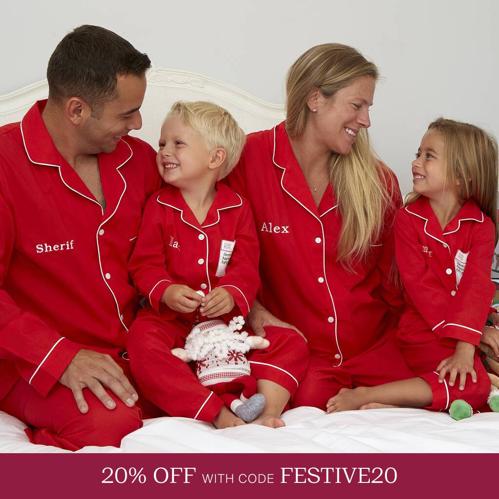Personalised Family Matching Christmas Letter Red Cotton Pj's *Special Offer*