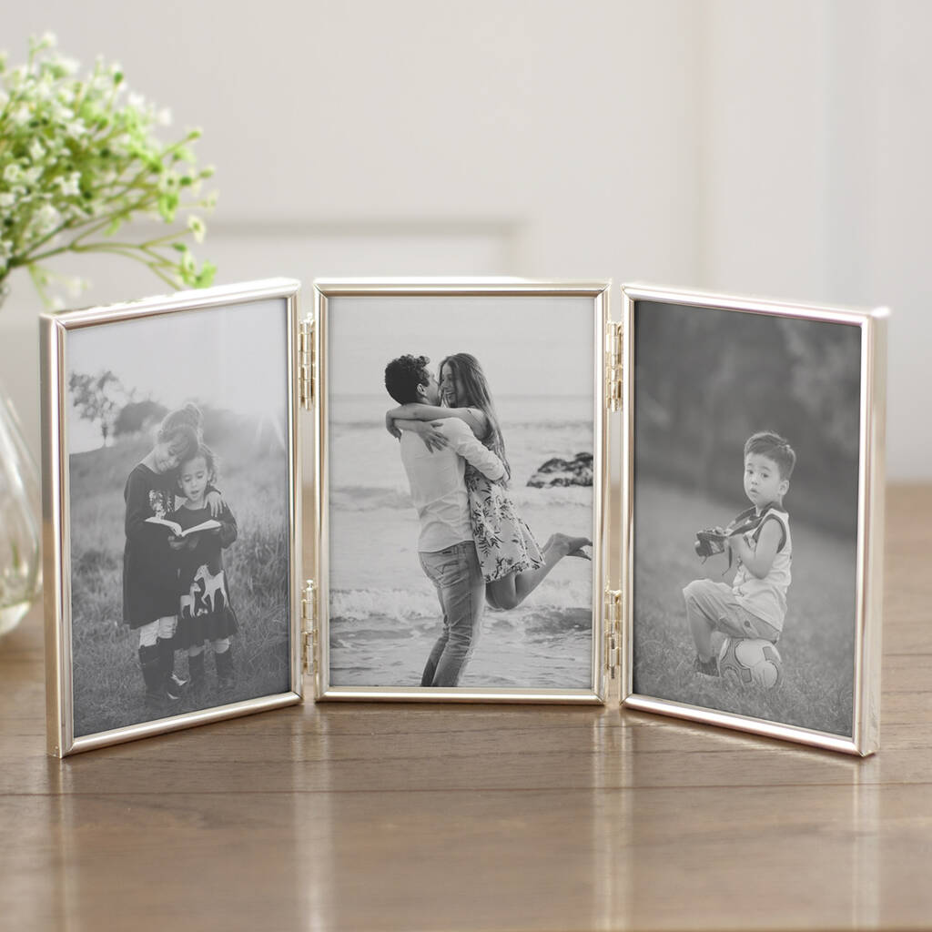 Fine Silver Hinged Triple Photo Frame