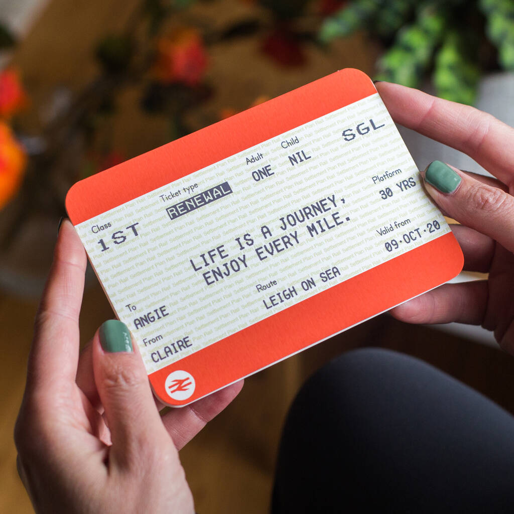 Personalised Train Ticket Birthday Card