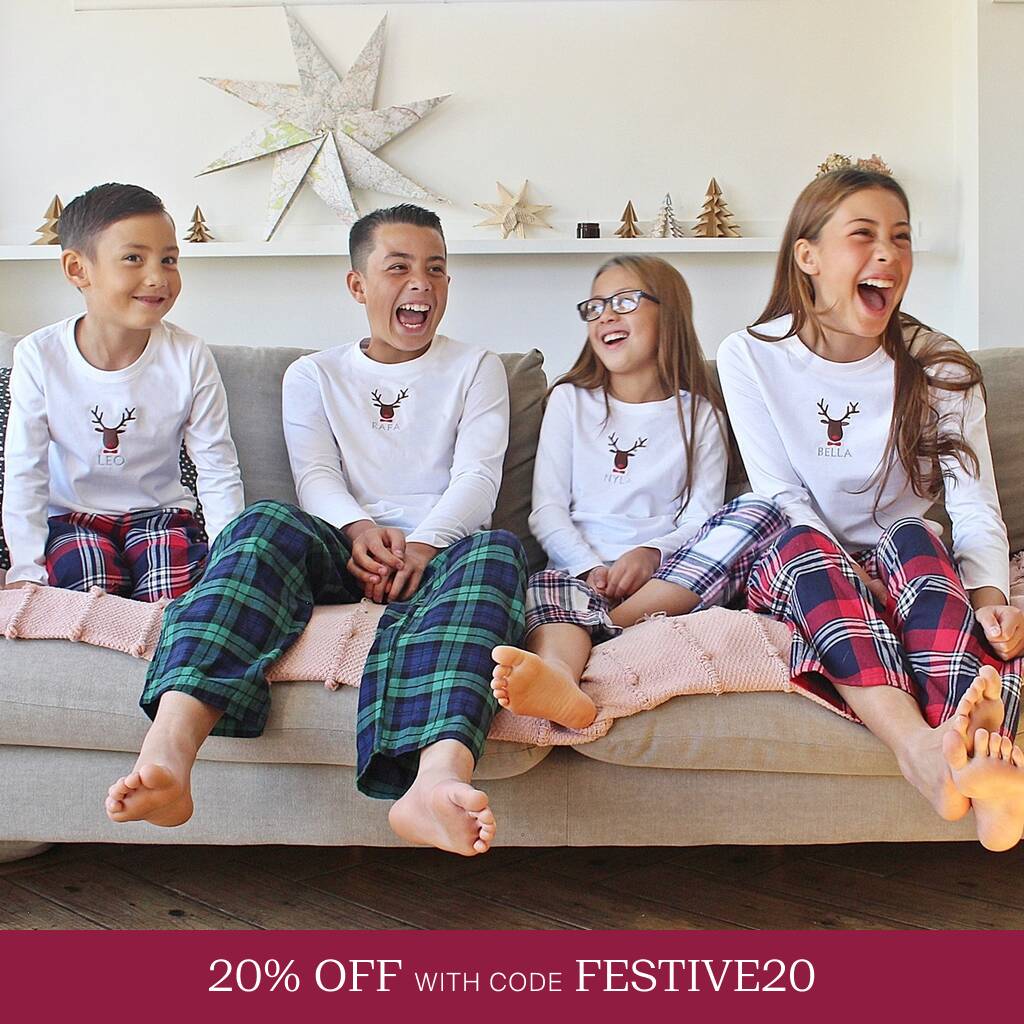 Personalised Embroidered Rudolf Christmas Pyjamas