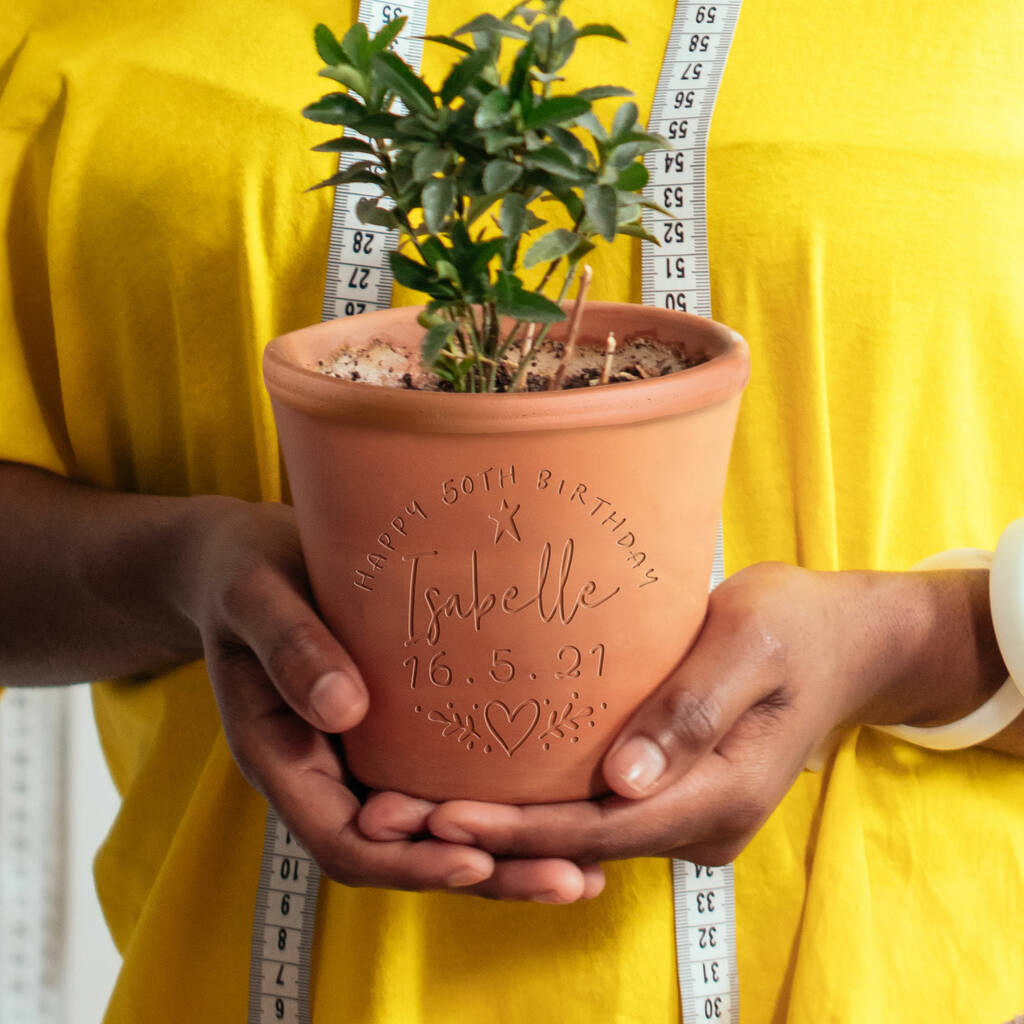 Personalised Handwritten Engraved Pot