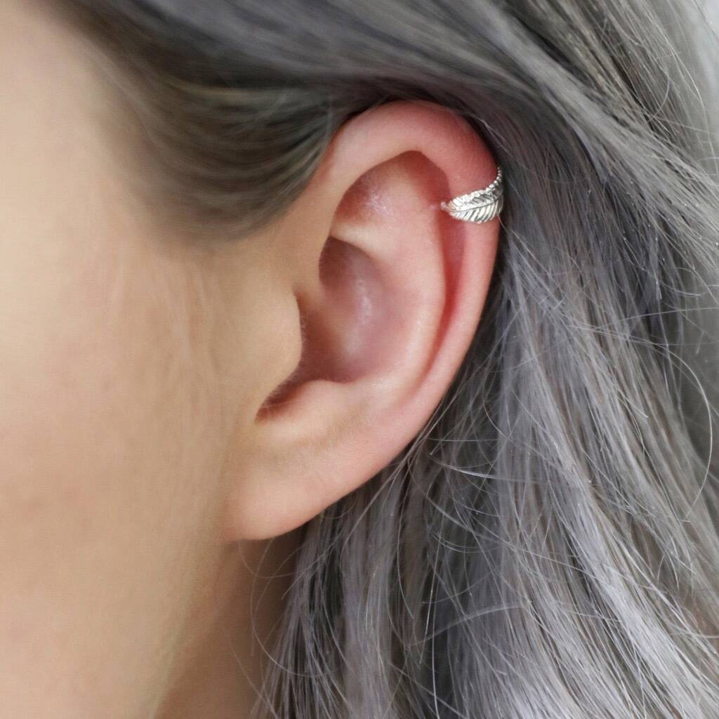 Tiny Sterling Silver Feather Ear Cuff