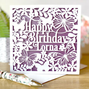 Personalised Butterfly Happy Birthday Greeting Card