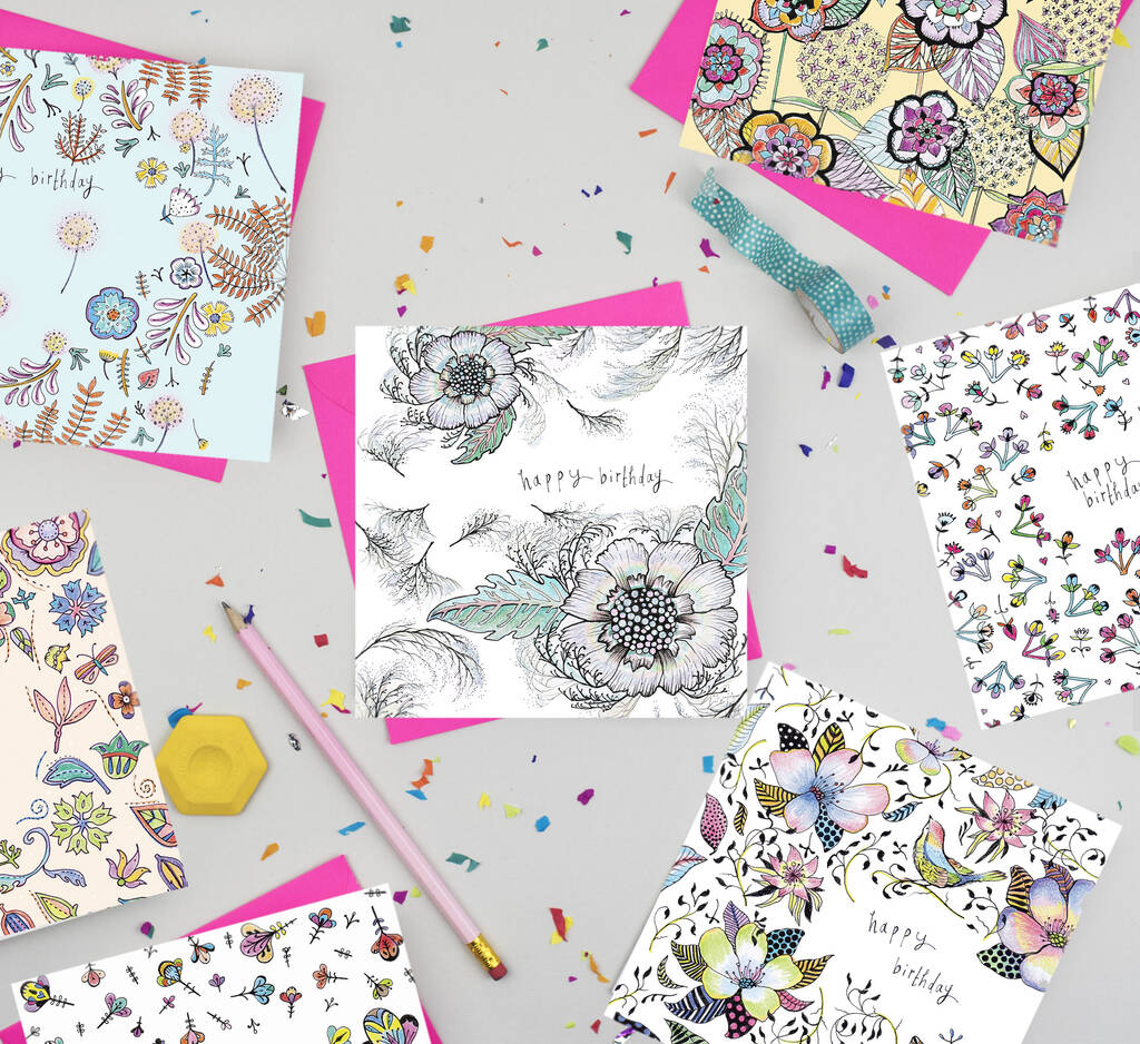'Blossom Birthday' Mixed Pack Of Nine Cards