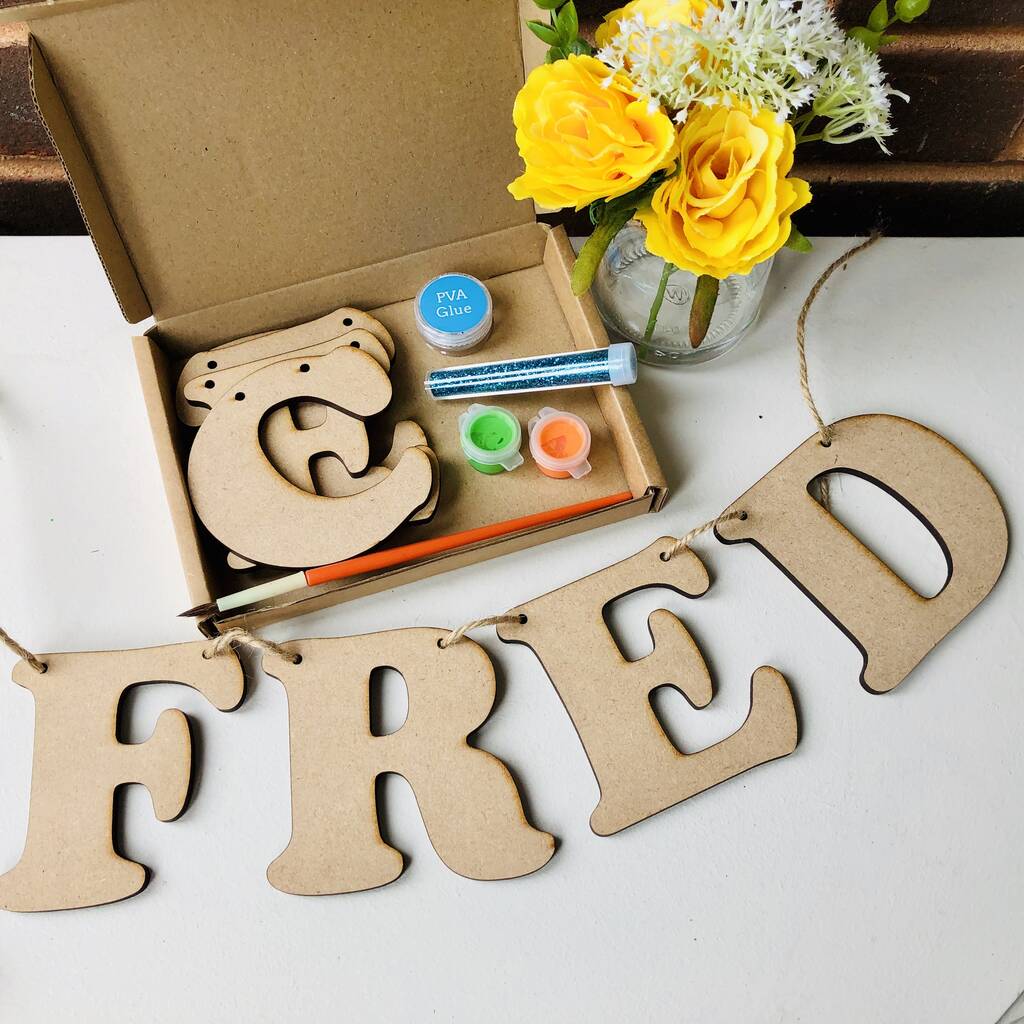 Paint Your Own Name Bunting Letterbox Craft Kit
