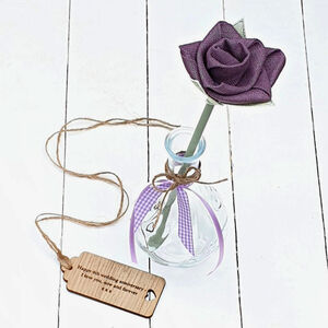 Personalised Handmade Single Linen Rose Flower With Vase