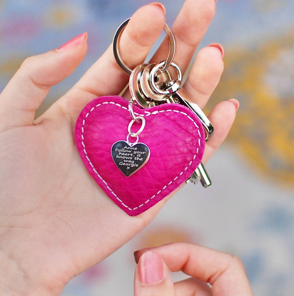 Personalised Leather Heart Keyring