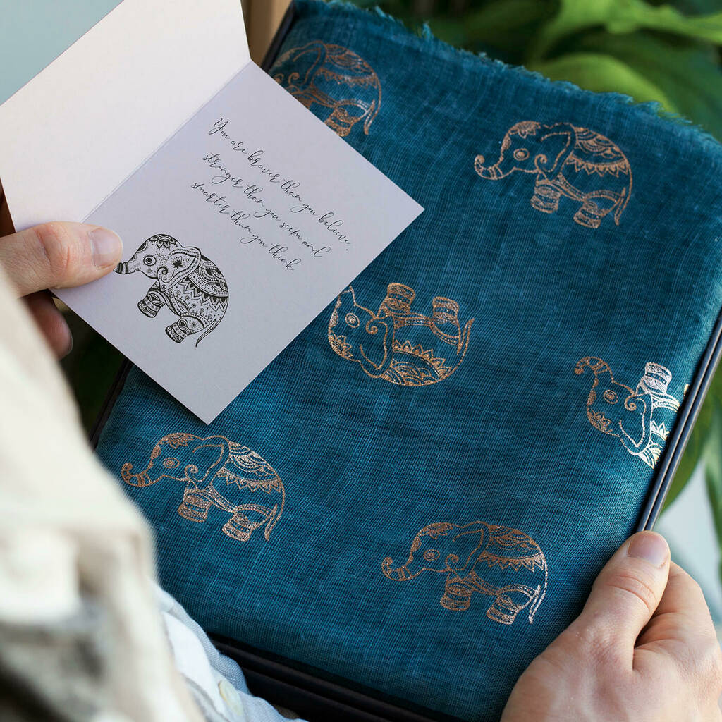 Elephant Good Fortune Foil Scarf