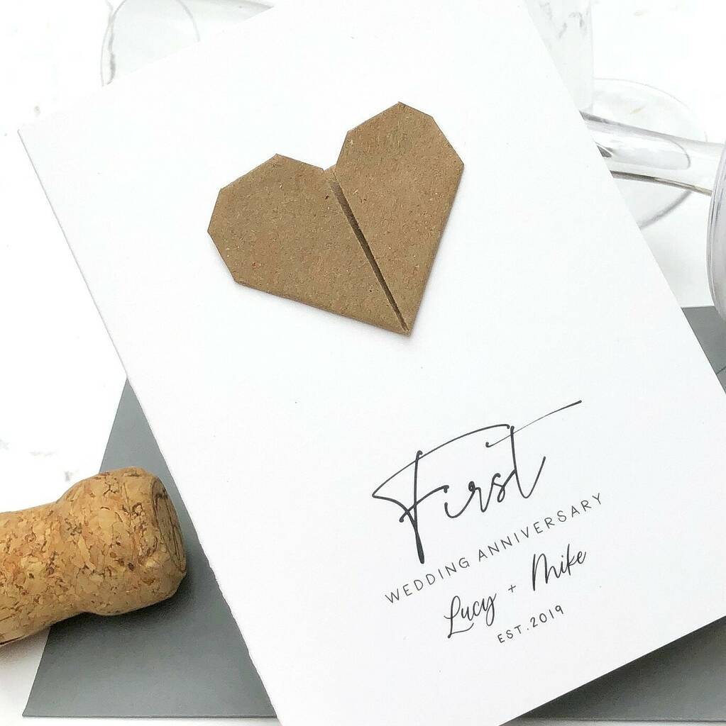 1st Paper Origami Personalised Anniversary Card