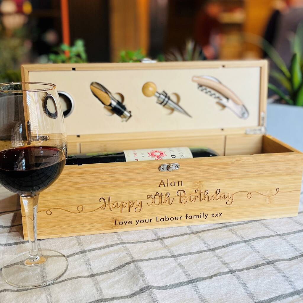 Personalised Four Piece Birthday Wine Bottle Gift Set