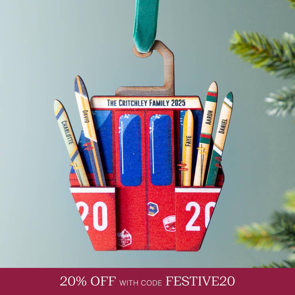 Family Ski Lift Cable Car Christmas Decoration