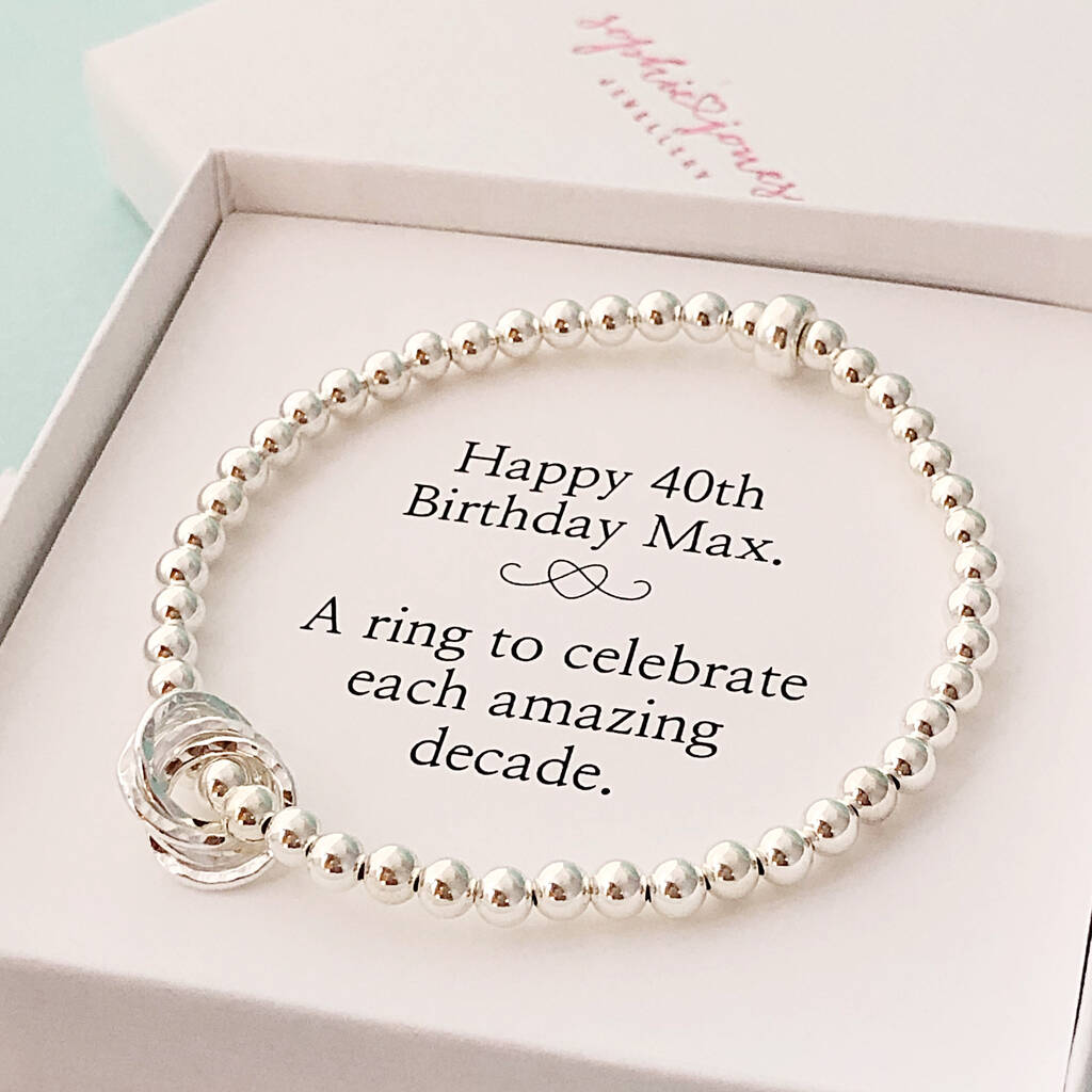 40th Birthday Silver Bracelet
