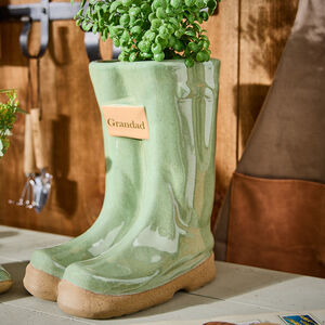 Personalised Large Green Garden Welly Boots Planter