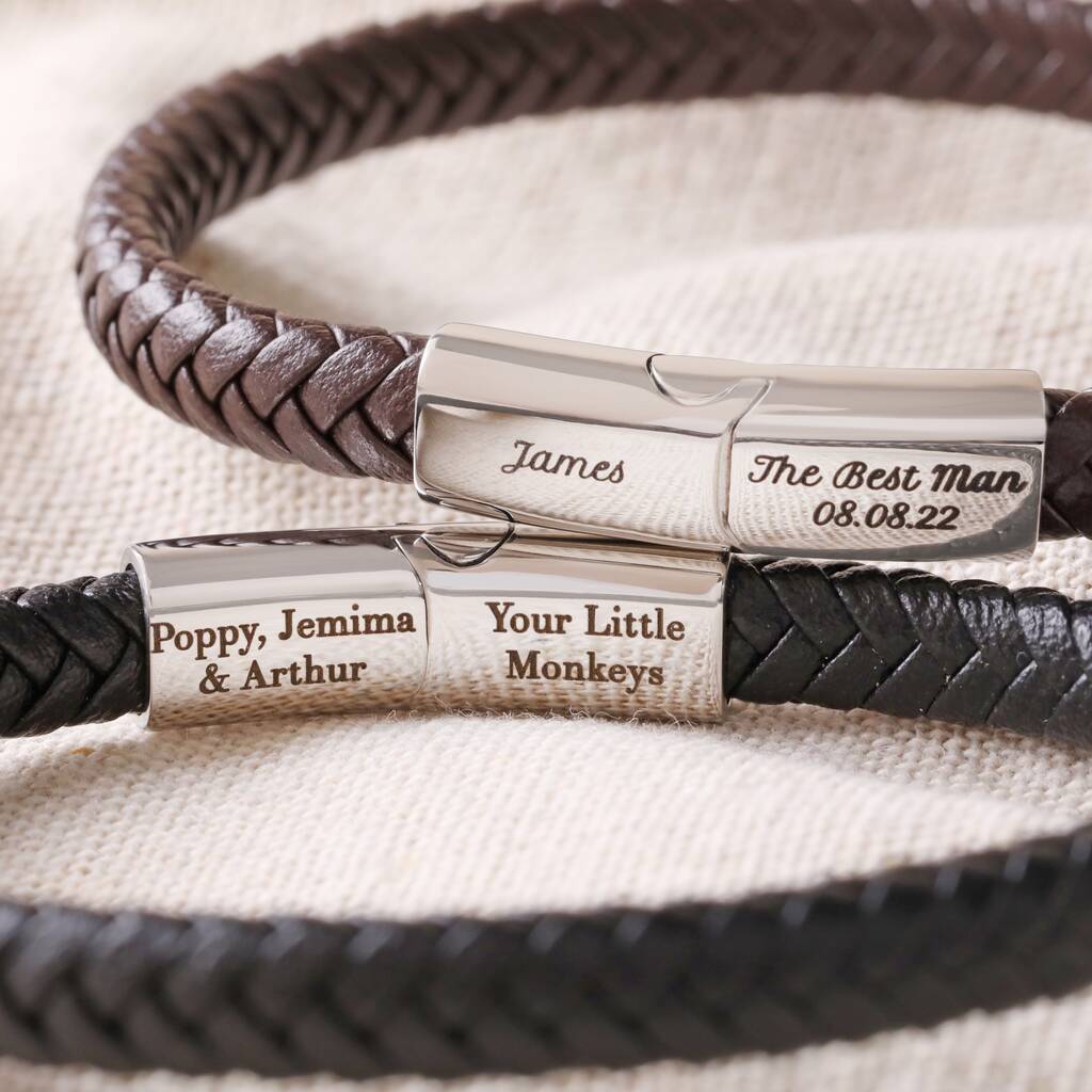 Personalised Men's Woven Vegan Bracelet With Clasp