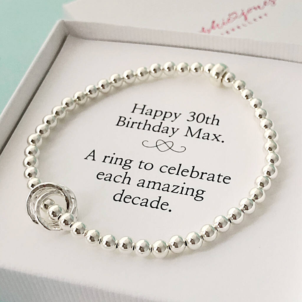 30th Birthday Silver Bracelet
