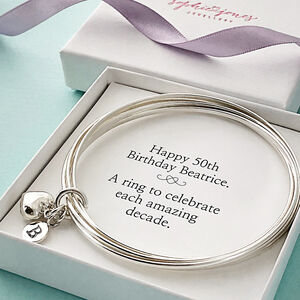 50th Birthday Interlinked Silver Bangles