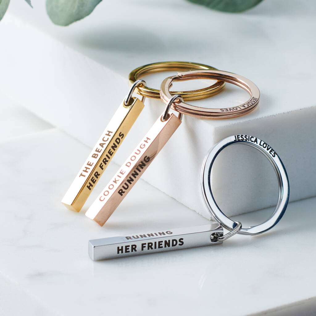 Personalised Likes Metal Bar Keyring