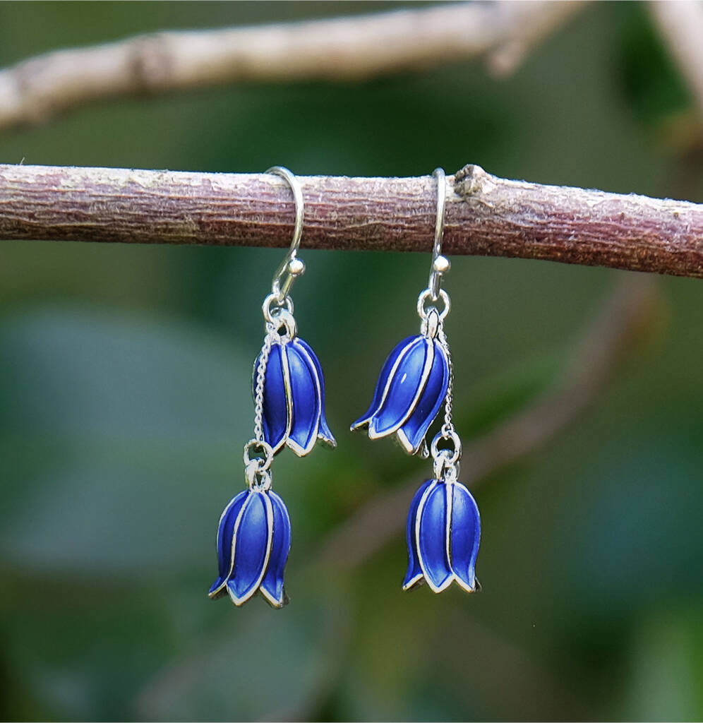 Bluebell Flower Drop Earrings, Silver